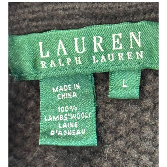 Ralph Lauren Charcoal Gray Lambswool Cardigan Sweater Fitted Button Front Large - Picture 4 of 5